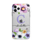Personalised Violet Flowers Apple iPhone 11 Pro Max in Silver with Bumper Case