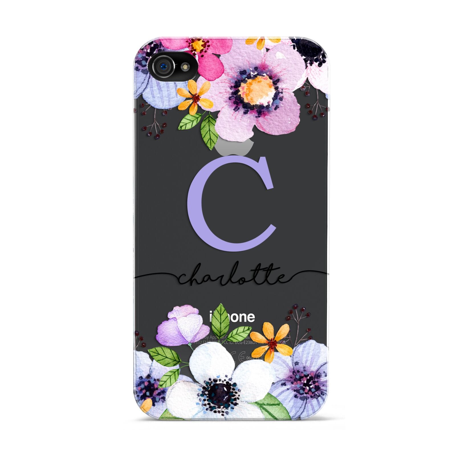 Personalised Violet Flowers Apple iPhone 4s Case