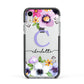 Personalised Violet Flowers Apple iPhone XR Impact Case Black Edge on Silver Phone