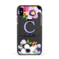 Personalised Violet Flowers Apple iPhone Xs Impact Case Black Edge on Black Phone