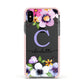 Personalised Violet Flowers Apple iPhone Xs Impact Case Pink Edge on Black Phone