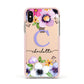 Personalised Violet Flowers Apple iPhone Xs Impact Case Pink Edge on Gold Phone