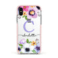 Personalised Violet Flowers Apple iPhone Xs Impact Case Pink Edge on Silver Phone