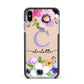 Personalised Violet Flowers Apple iPhone Xs Max Impact Case Black Edge on Gold Phone