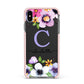 Personalised Violet Flowers Apple iPhone Xs Max Impact Case Pink Edge on Black Phone