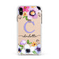 Personalised Violet Flowers Apple iPhone Xs Max Impact Case White Edge on Gold Phone