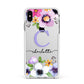 Personalised Violet Flowers Apple iPhone Xs Max Impact Case White Edge on Silver Phone