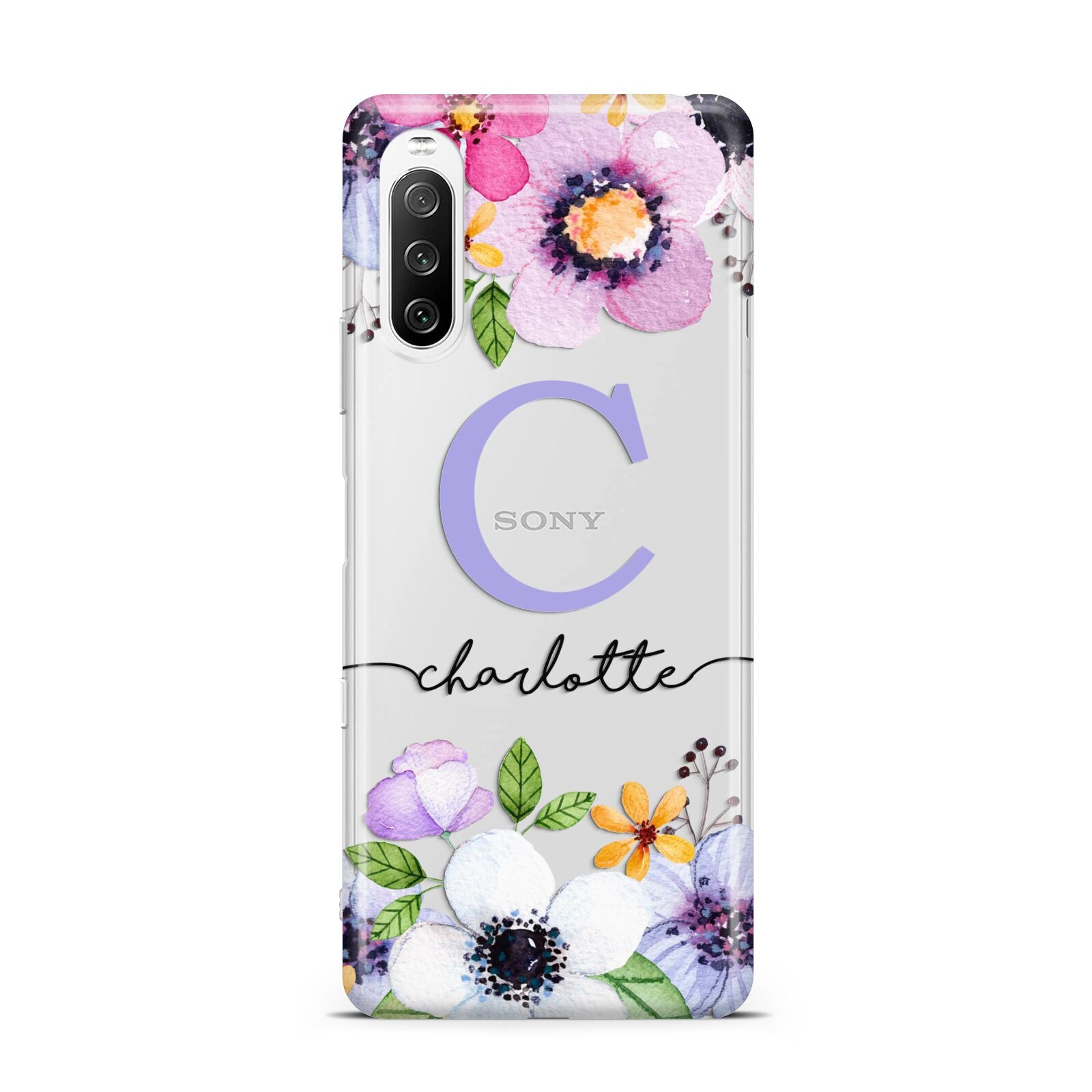 Personalised Violet Flowers Sony Xperia 10 III Case