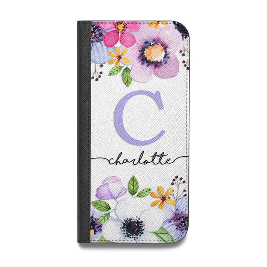 Personalised Violet Flowers Vegan Leather Flip Samsung Case