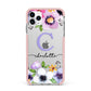 Personalised Violet Flowers iPhone 11 Pro Max Impact Pink Edge Case