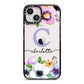 Personalised Violet Flowers iPhone 13 Black Impact Case on Silver phone