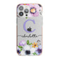 Personalised Violet Flowers iPhone 13 Pro Max TPU Impact Case with Pink Edges