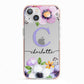 Personalised Violet Flowers iPhone 13 TPU Impact Case with Pink Edges