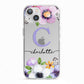 Personalised Violet Flowers iPhone 13 TPU Impact Case with White Edges