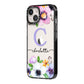Personalised Violet Flowers iPhone 14 Black Impact Case Side Angle on Silver phone