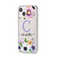 Personalised Violet Flowers iPhone 14 Clear Tough Case Starlight Angled Image