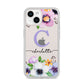 Personalised Violet Flowers iPhone 14 Clear Tough Case Starlight