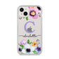 Personalised Violet Flowers iPhone 14 Plus Clear Tough Case Starlight