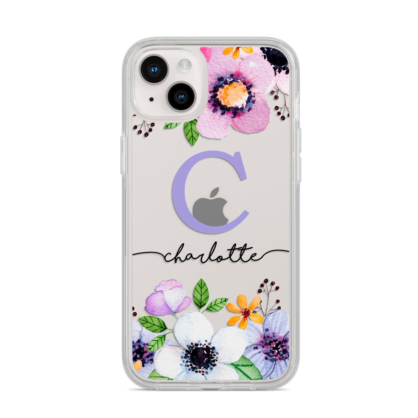 Personalised Violet Flowers iPhone 14 Plus Clear Tough Case Starlight