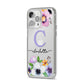 Personalised Violet Flowers iPhone 14 Pro Max Clear Tough Case Silver Angled Image