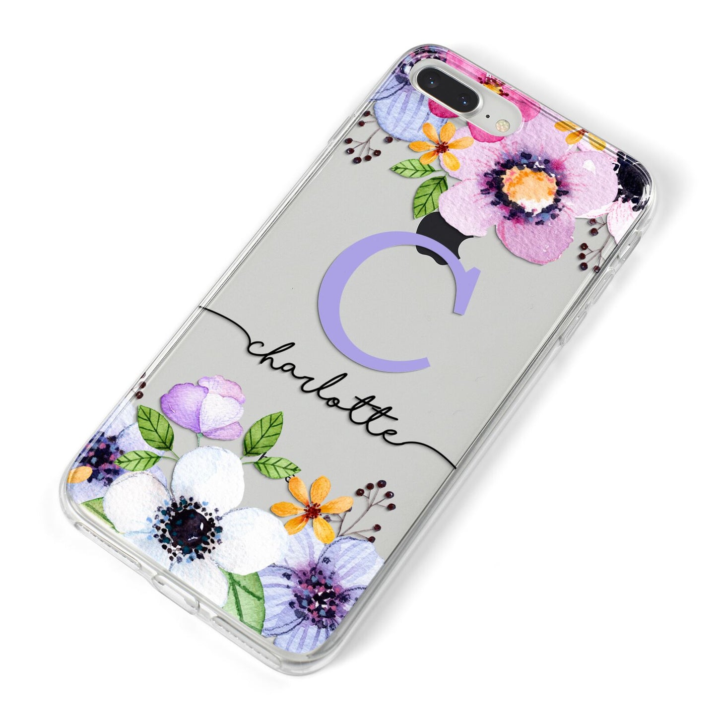 Personalised Violet Flowers iPhone 8 Plus Bumper Case on Silver iPhone Alternative Image