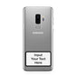 Personalised Warning Label Samsung Galaxy S9 Plus Case on Silver phone