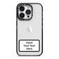 Personalised Warning Label iPhone 14 Pro Black Impact Case on Silver phone