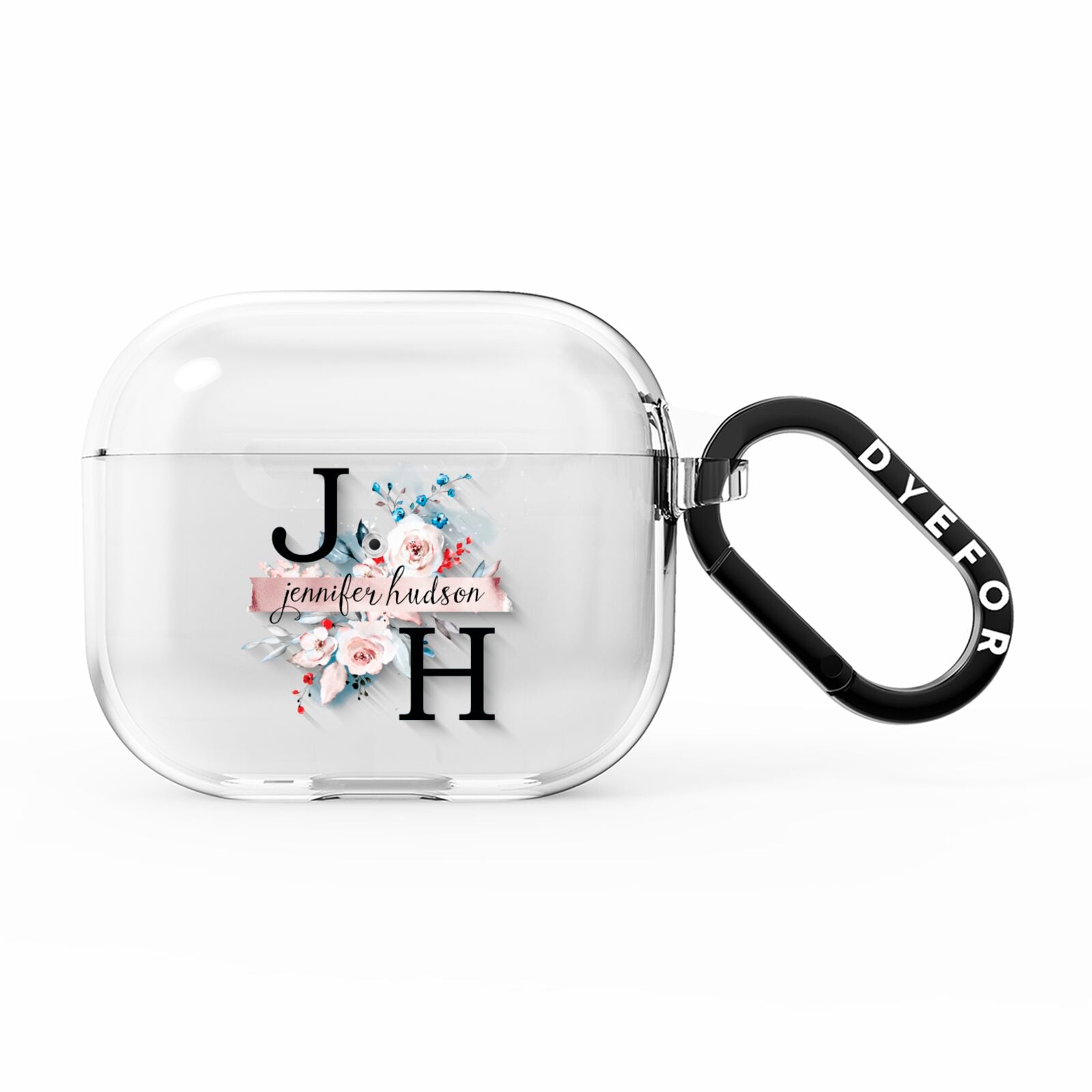 Personalised Watercolour Bouquet Roses AirPods Clear Case 3rd Gen