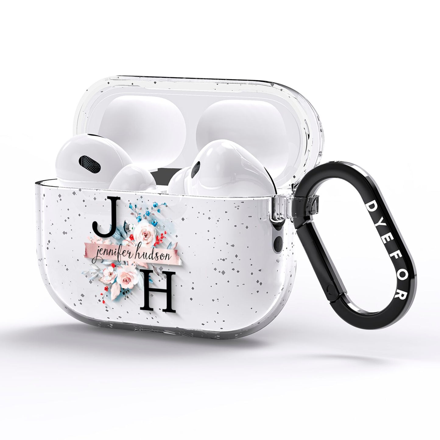 Personalised Watercolour Bouquet Roses AirPods Pro Glitter Case Side Image