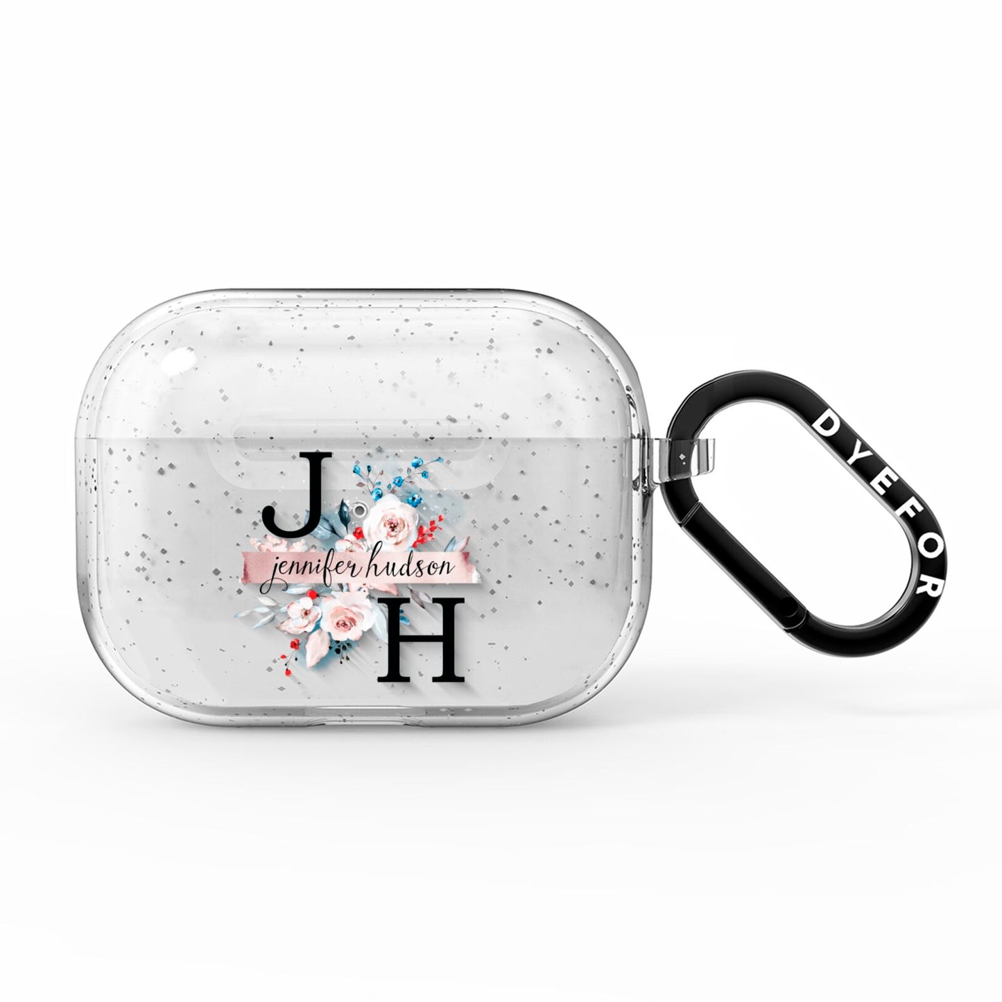 Personalised Watercolour Bouquet Roses AirPods Pro Glitter Case