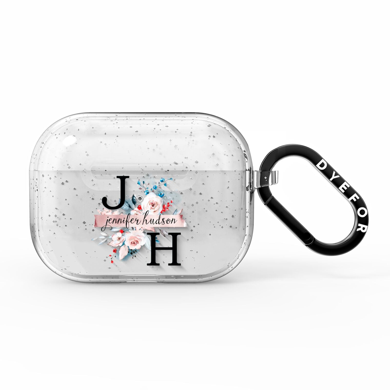 Personalised Watercolour Bouquet Roses AirPods Pro Glitter Case