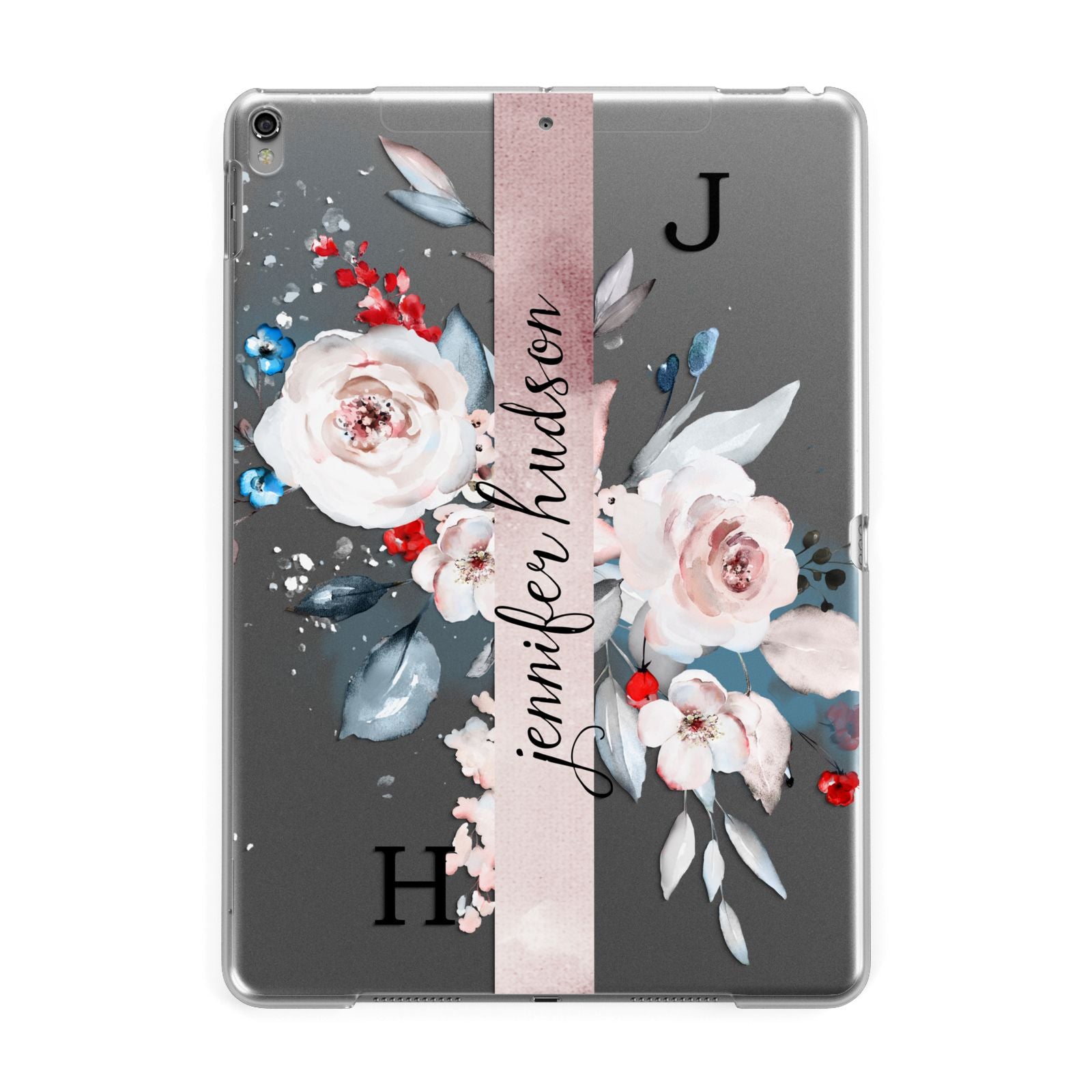 Personalised Watercolour Bouquet Roses Apple iPad Grey Case
