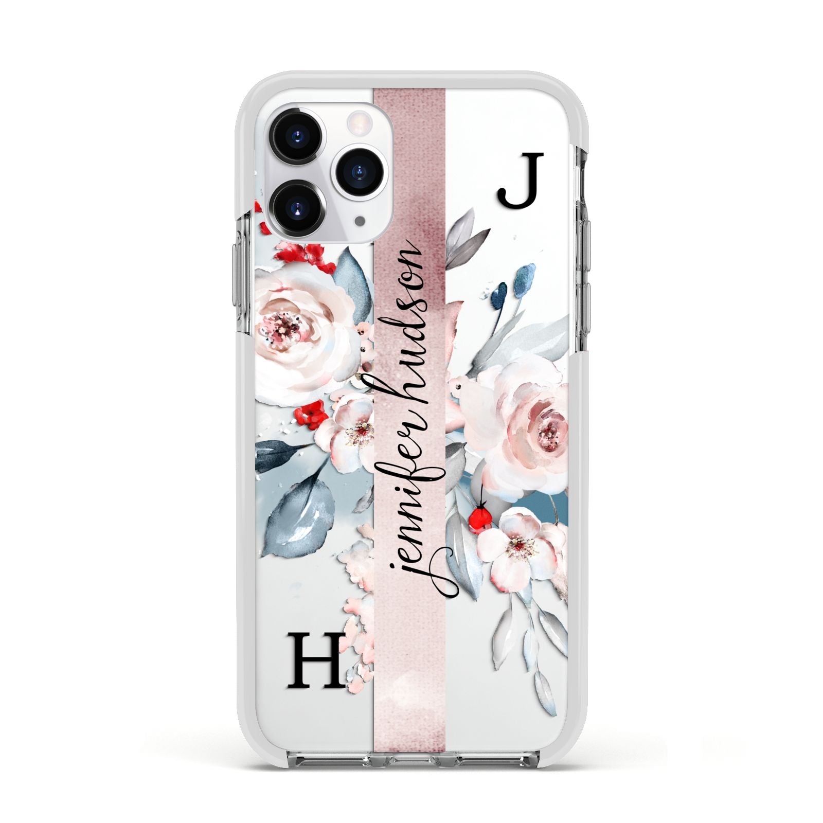 Personalised Watercolour Bouquet Roses Apple iPhone 11 Pro in Silver with White Impact Case