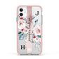 Personalised Watercolour Bouquet Roses Apple iPhone 11 in White with Pink Impact Case