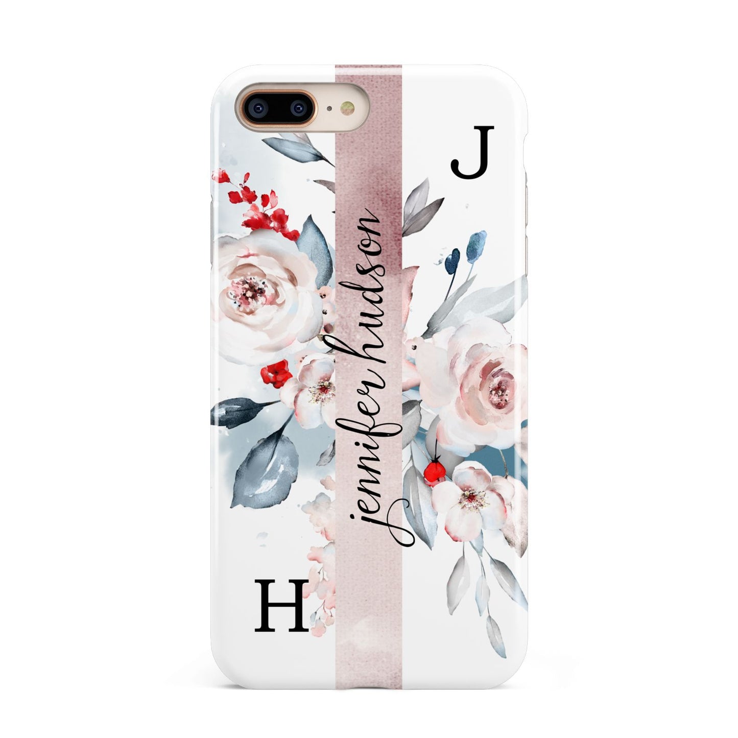 Personalised Watercolour Bouquet Roses Apple iPhone 7 8 Plus 3D Tough Case