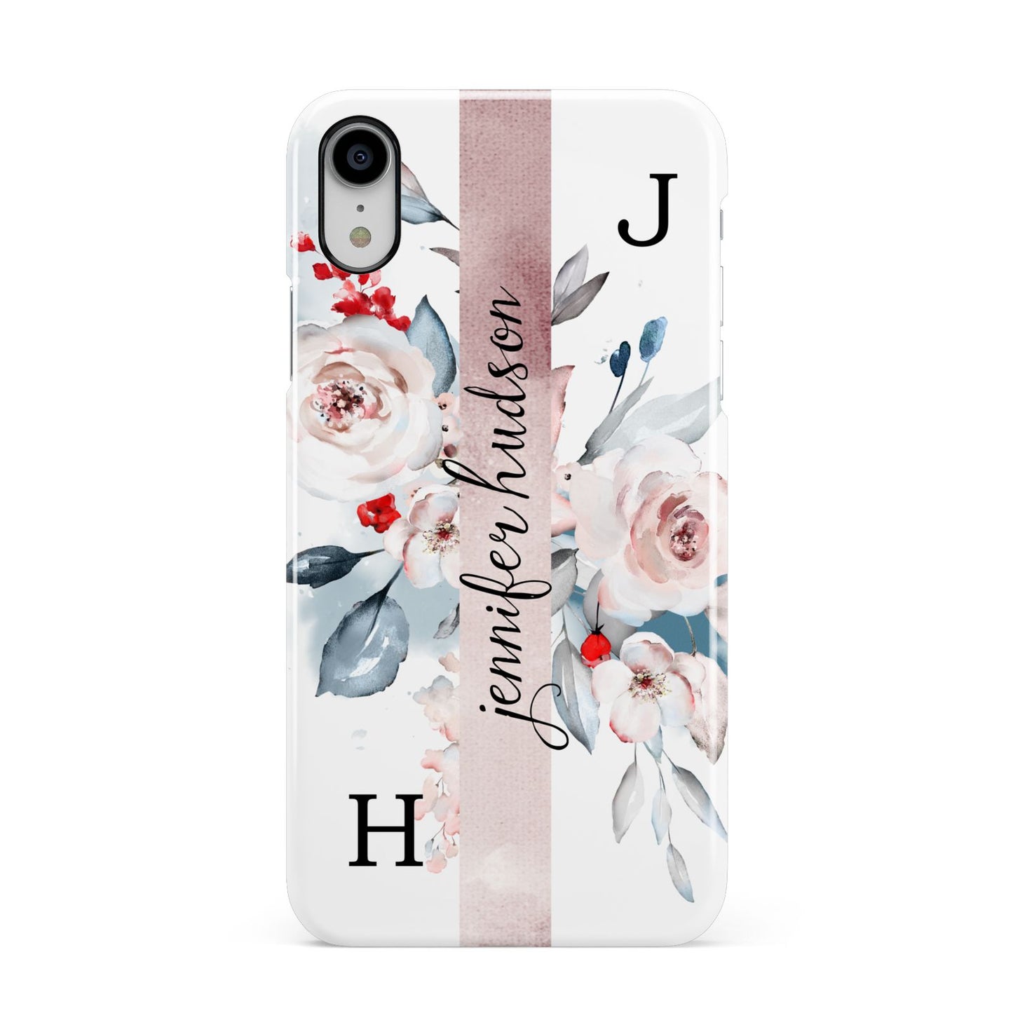 Personalised Watercolour Bouquet Roses Apple iPhone XR White 3D Snap Case