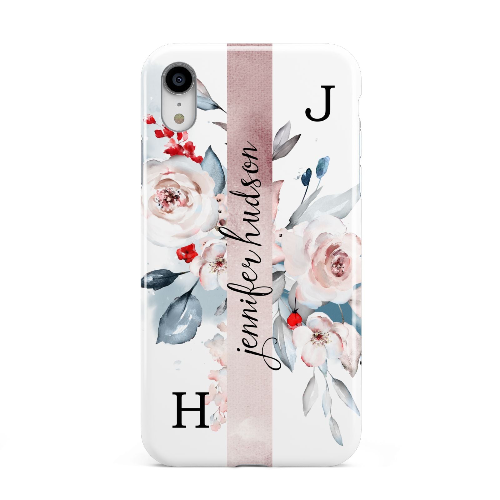 Personalised Watercolour Bouquet Roses Apple iPhone XR White 3D Tough Case