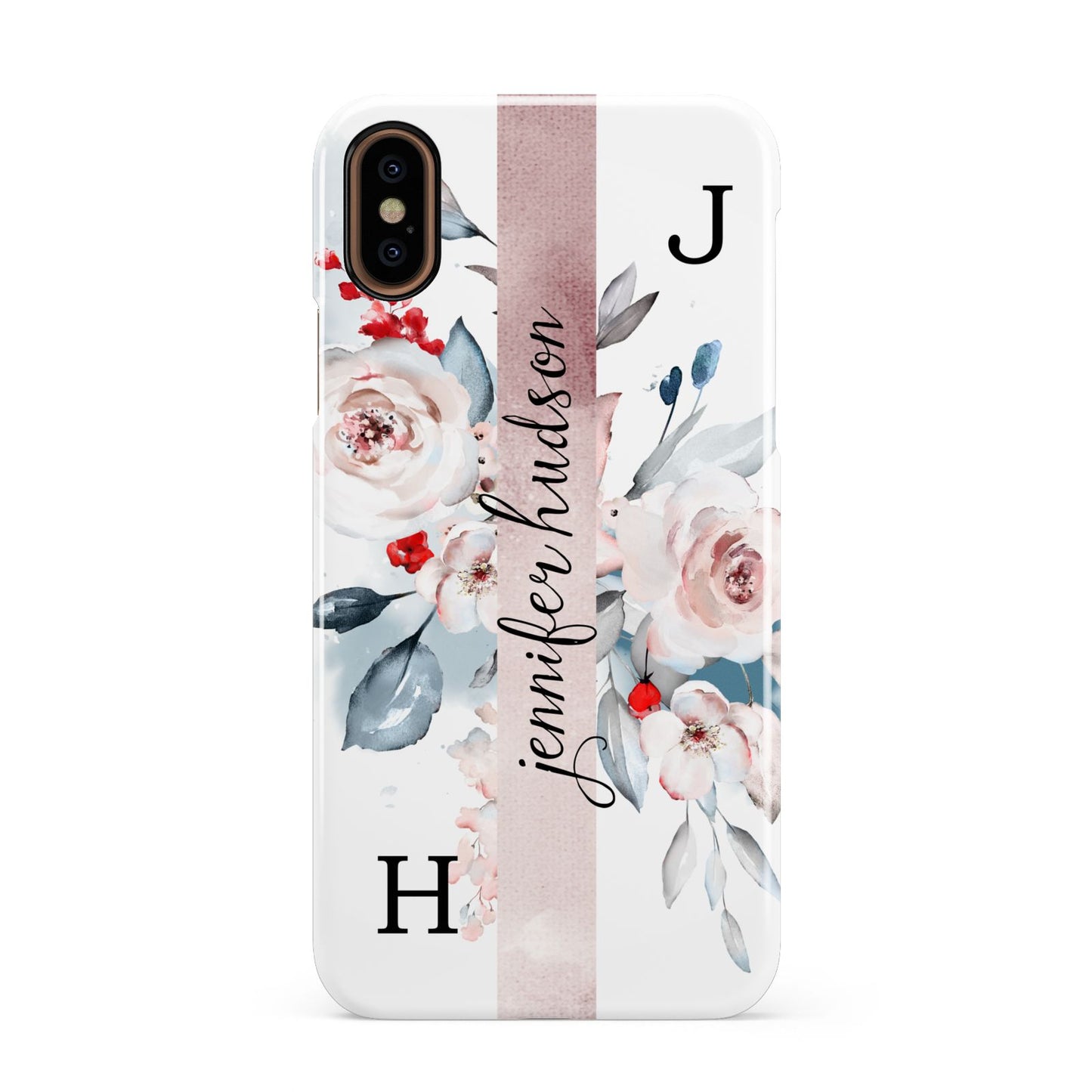 Personalised Watercolour Bouquet Roses Apple iPhone XS 3D Snap Case