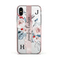 Personalised Watercolour Bouquet Roses Apple iPhone Xs Impact Case Pink Edge on Silver Phone