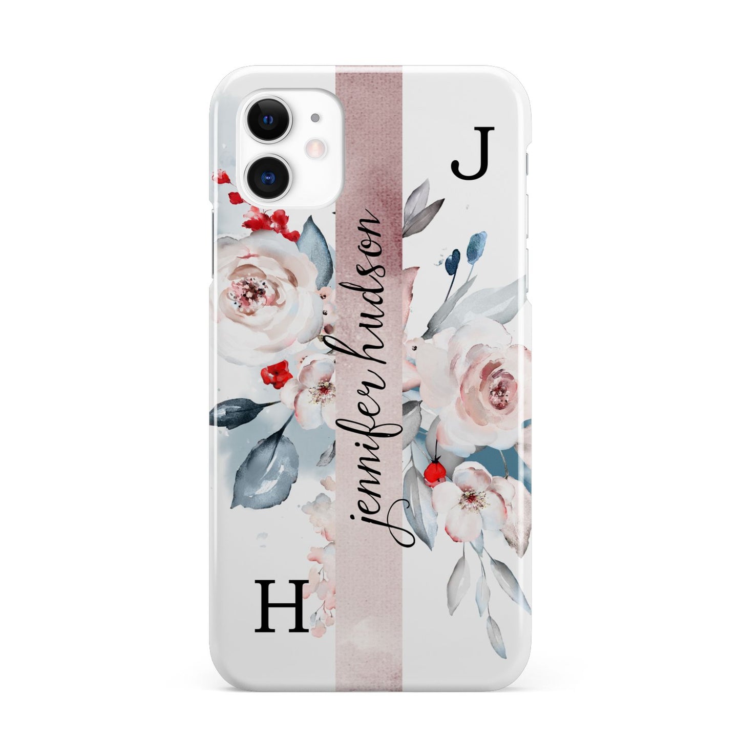 Personalised Watercolour Bouquet Roses iPhone 11 3D Snap Case