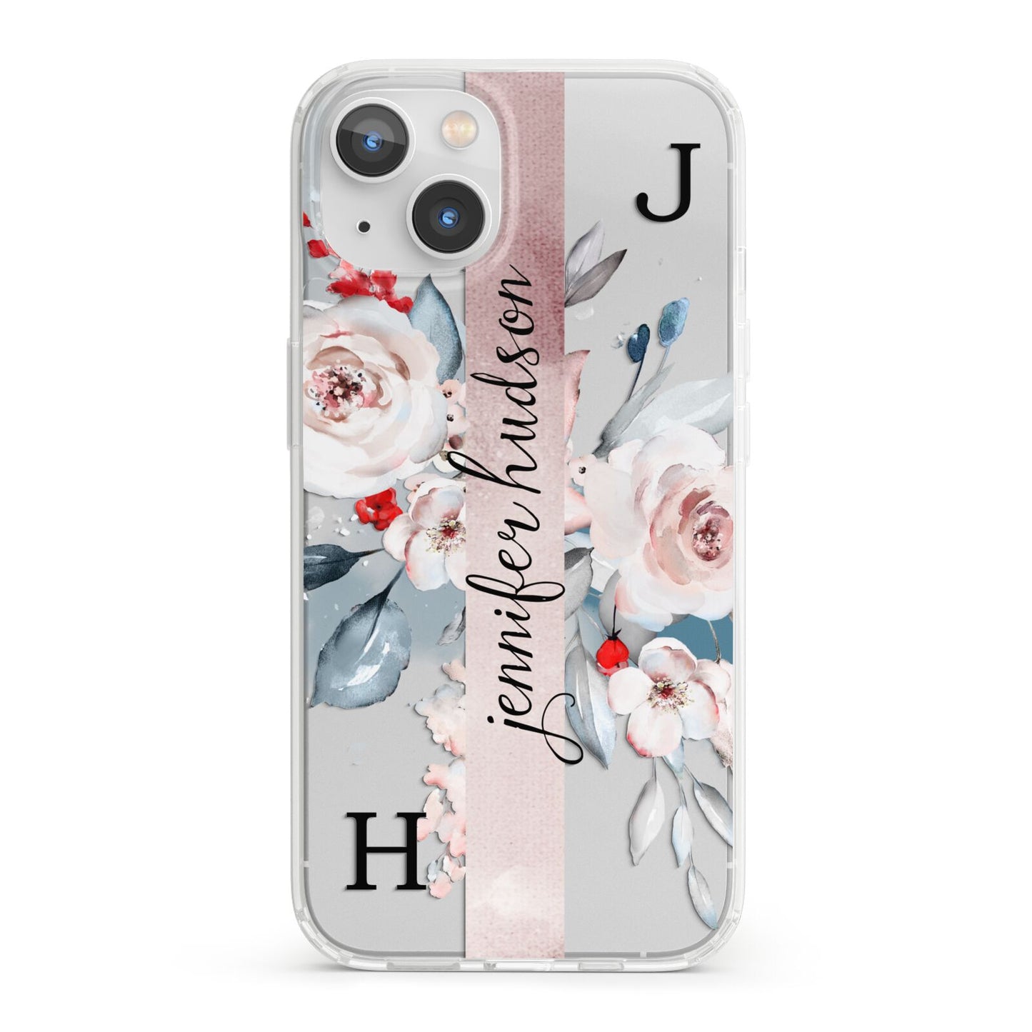 Personalised Watercolour Bouquet Roses iPhone 13 Clear Bumper Case