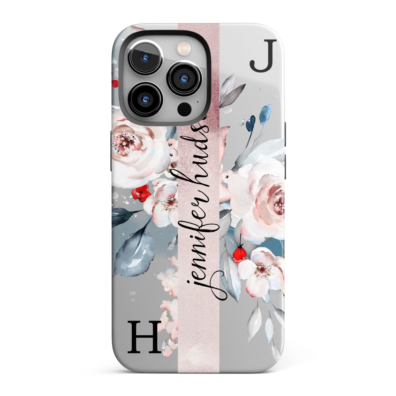 Personalised Watercolour Bouquet Roses iPhone 13 Pro Full Wrap 3D Tough Case