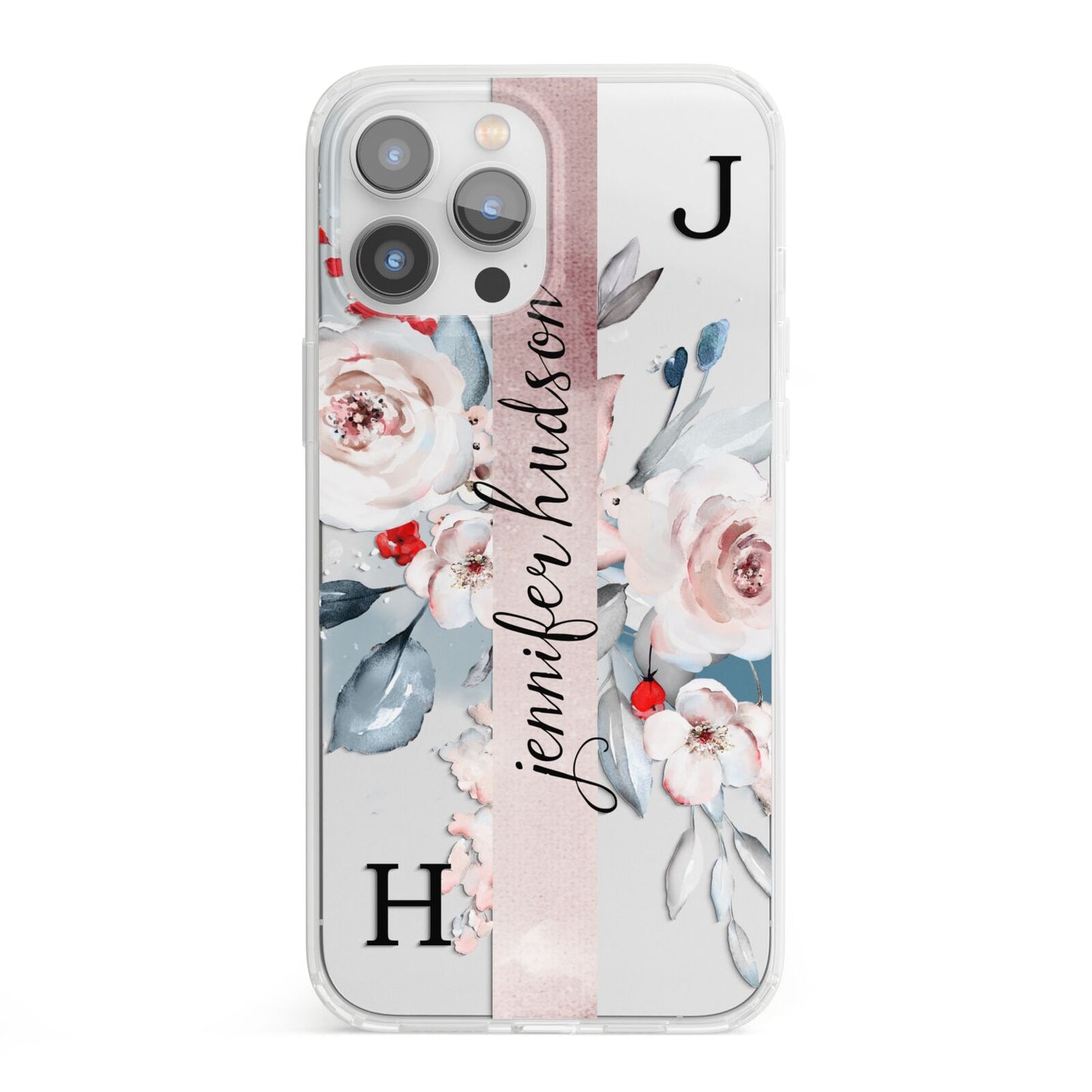 Personalised Watercolour Bouquet Roses iPhone 13 Pro Max Clear Bumper Case