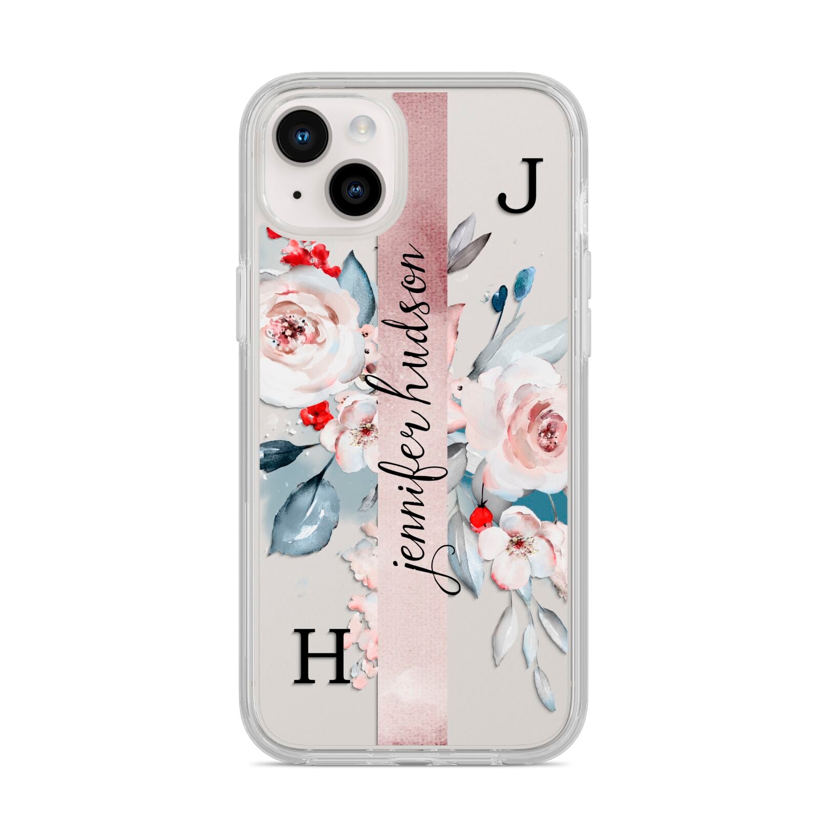 Personalised Watercolour Bouquet Roses iPhone 14 Plus Clear Tough Case Starlight