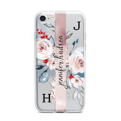 Personalised Watercolour Bouquet Roses iPhone 7 Bumper Case on Silver iPhone