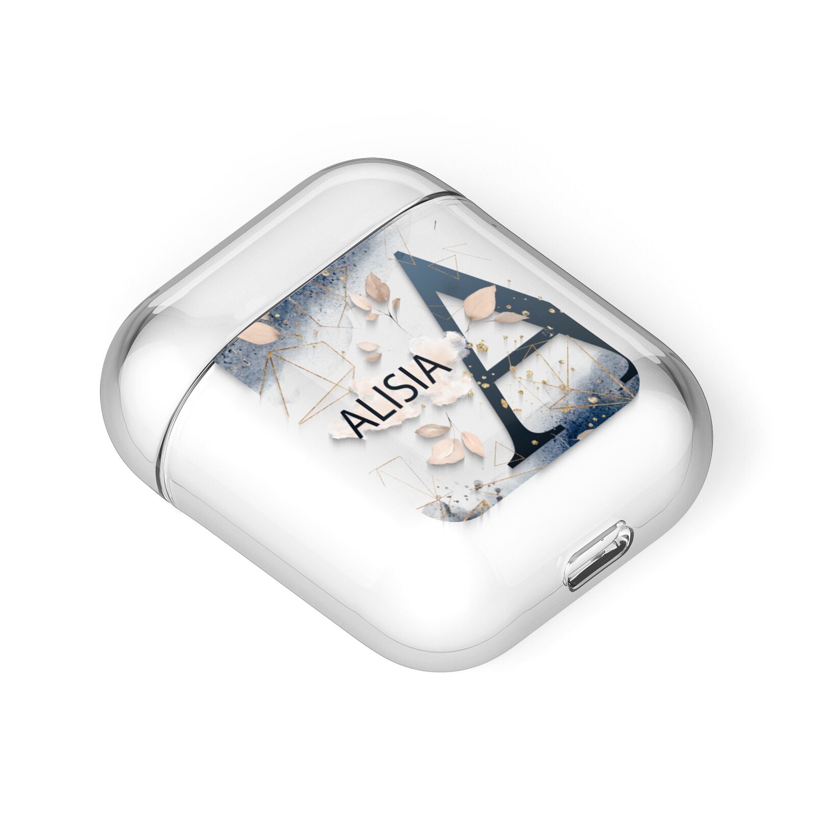 Personalised Watercolour Geometric AirPods Case Laid Flat