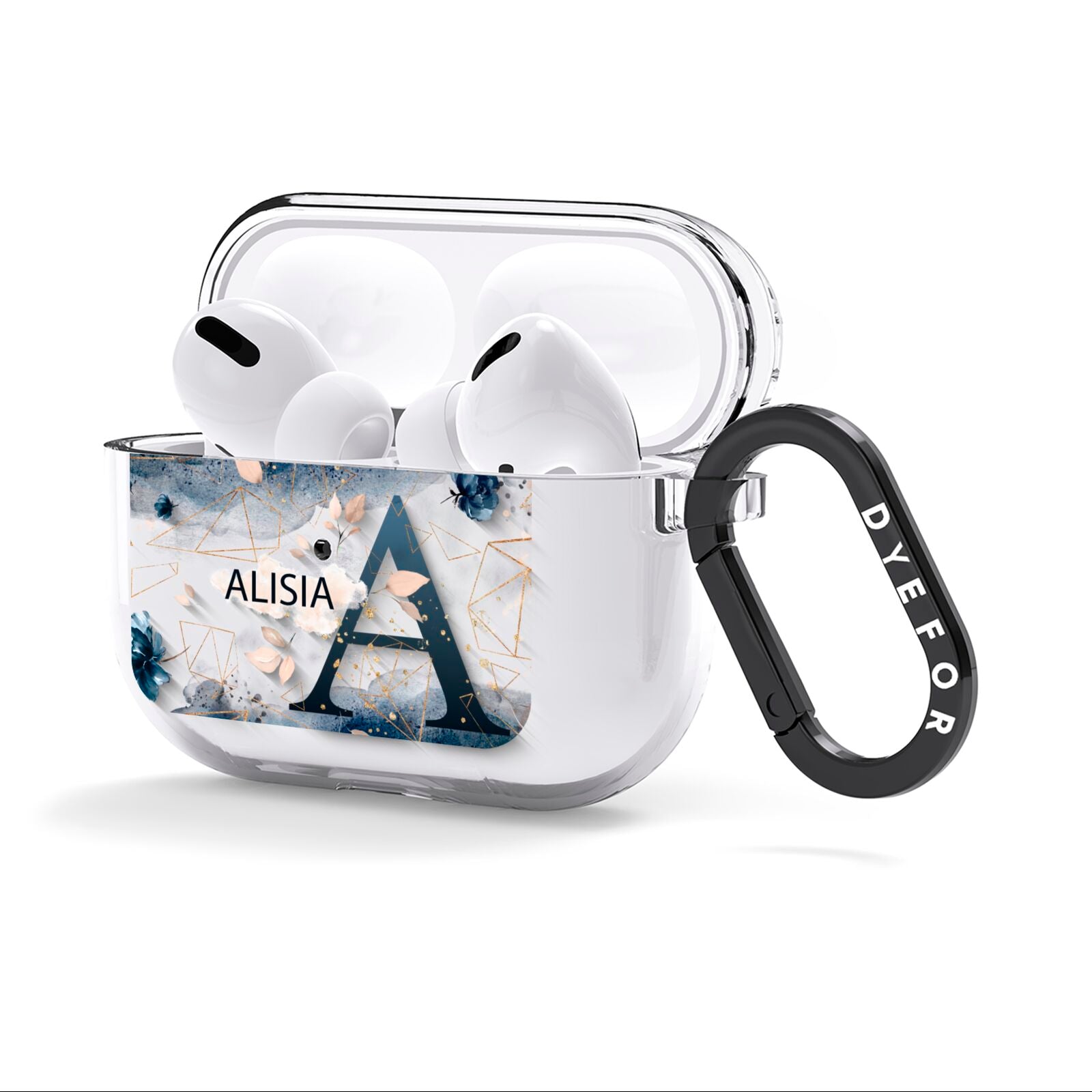 Personalised Watercolour Geometric AirPods Clear Case 3rd Gen Side Image