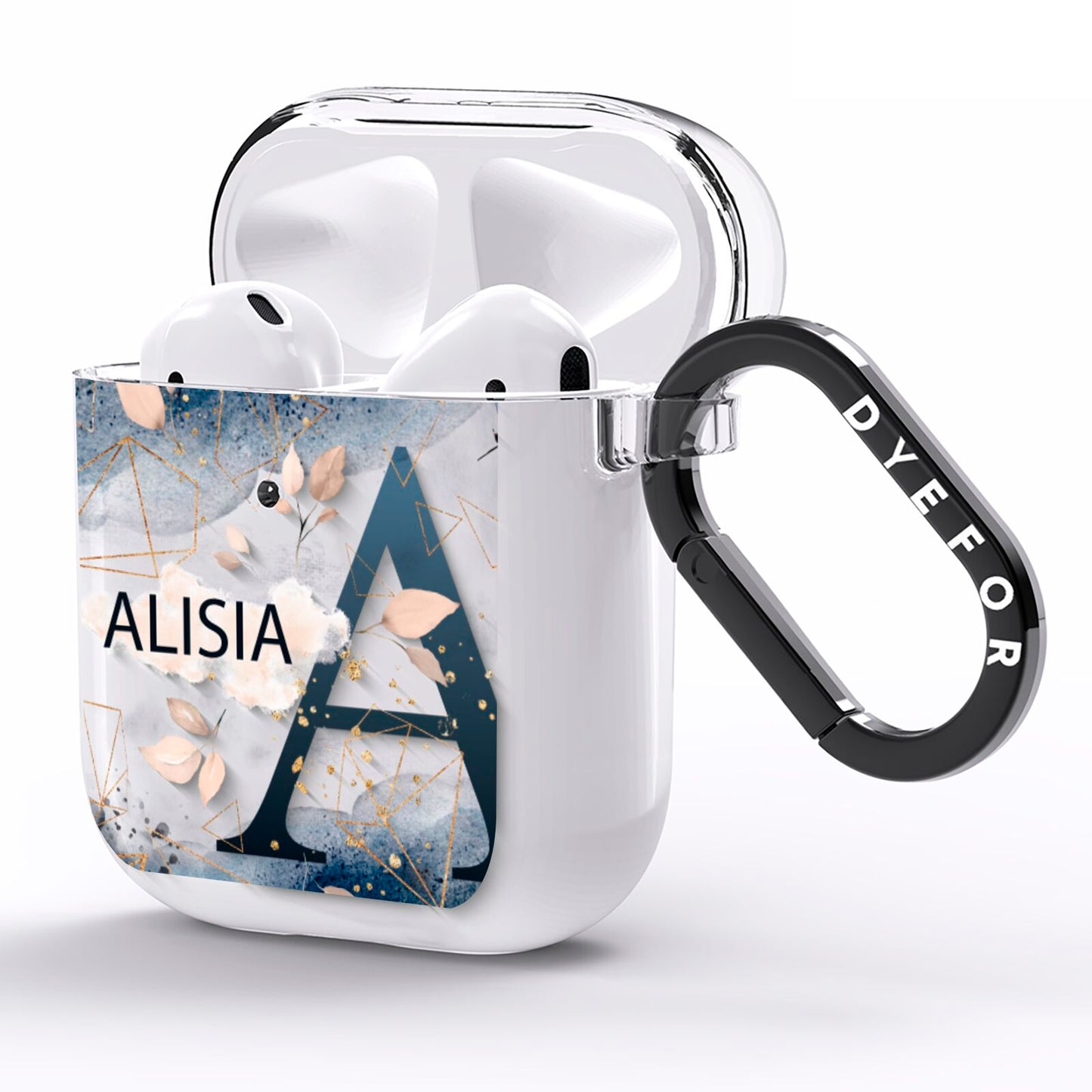 Personalised Watercolour Geometric AirPods Clear Case Side Image