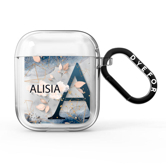 Personalised Watercolour Geometric AirPods Clear Case