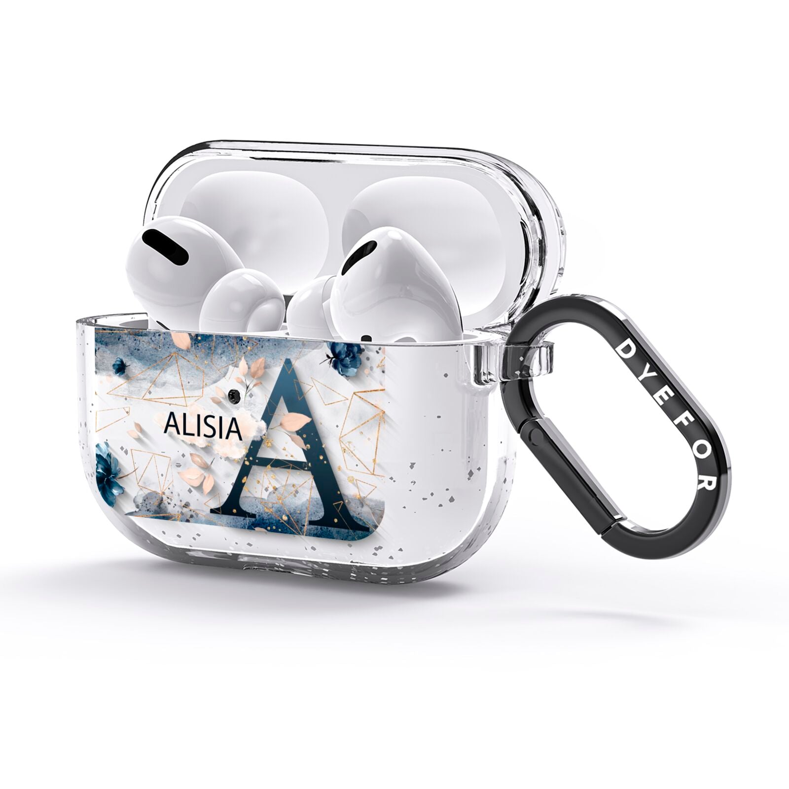 Personalised Watercolour Geometric AirPods Glitter Case 3rd Gen Side Image